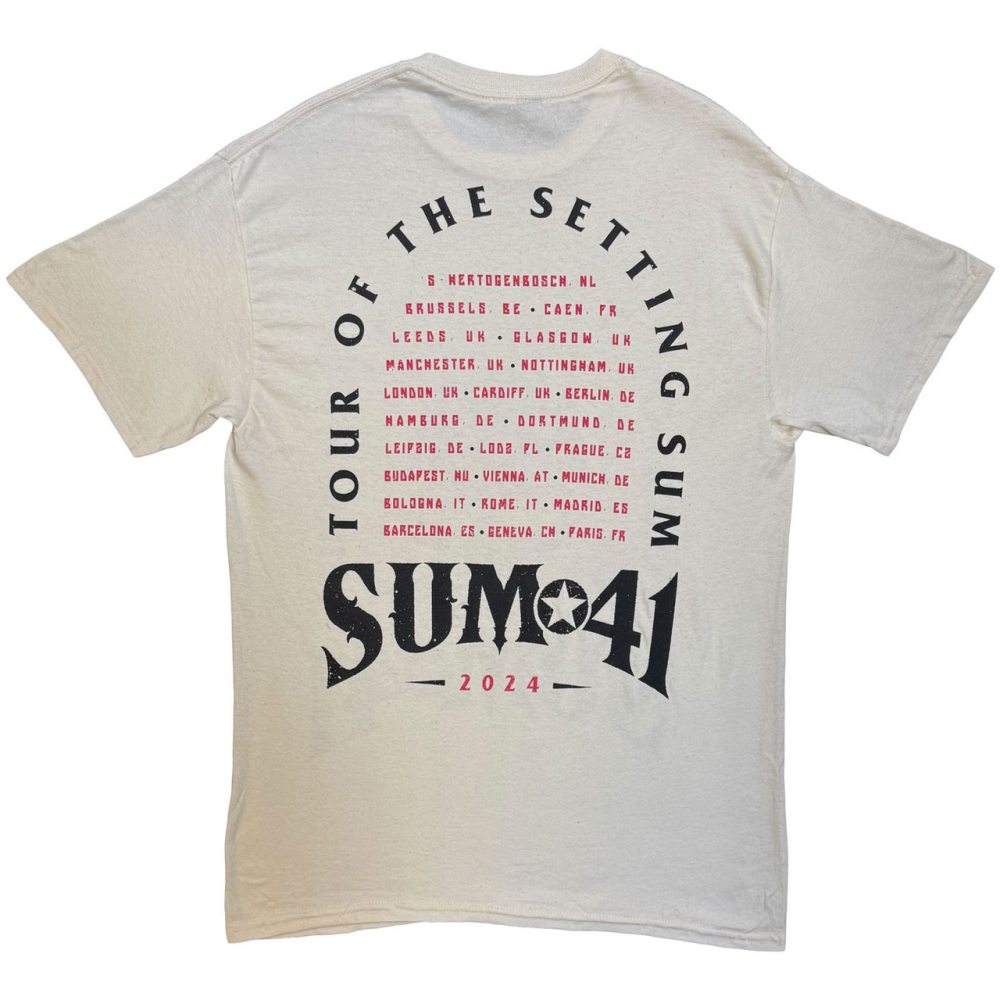 Sum 41 - Tour '24 Pt.2 Pink Skull Heren Tshirt - Creme